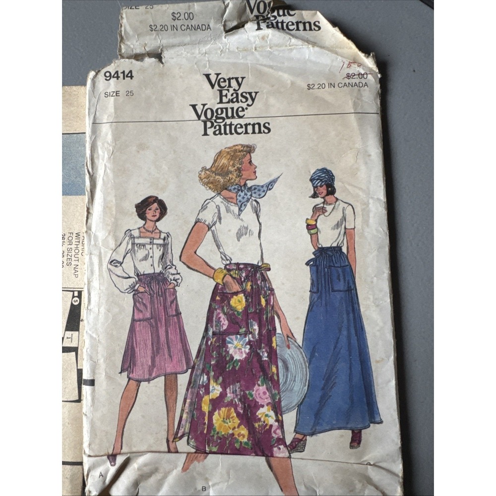 9414 Vintage Vogue Sewing Pattern  Slightly Flared Back Wrapped Skirt Uncut HTF